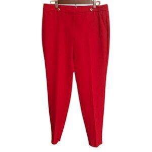 WHBM Women's Red Taper Ankle Dress Pants Trousers with Pockets Size 8R